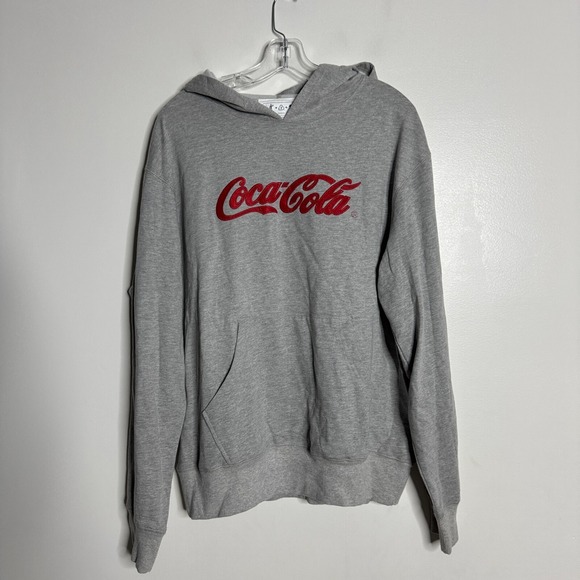 Coca-Cola‎ Sweater L Mens Hoodie Gray Pull Over - Picture 1 of 7
